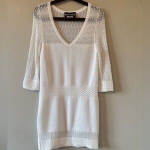 Boutique Moschino White Lace Knit Dress